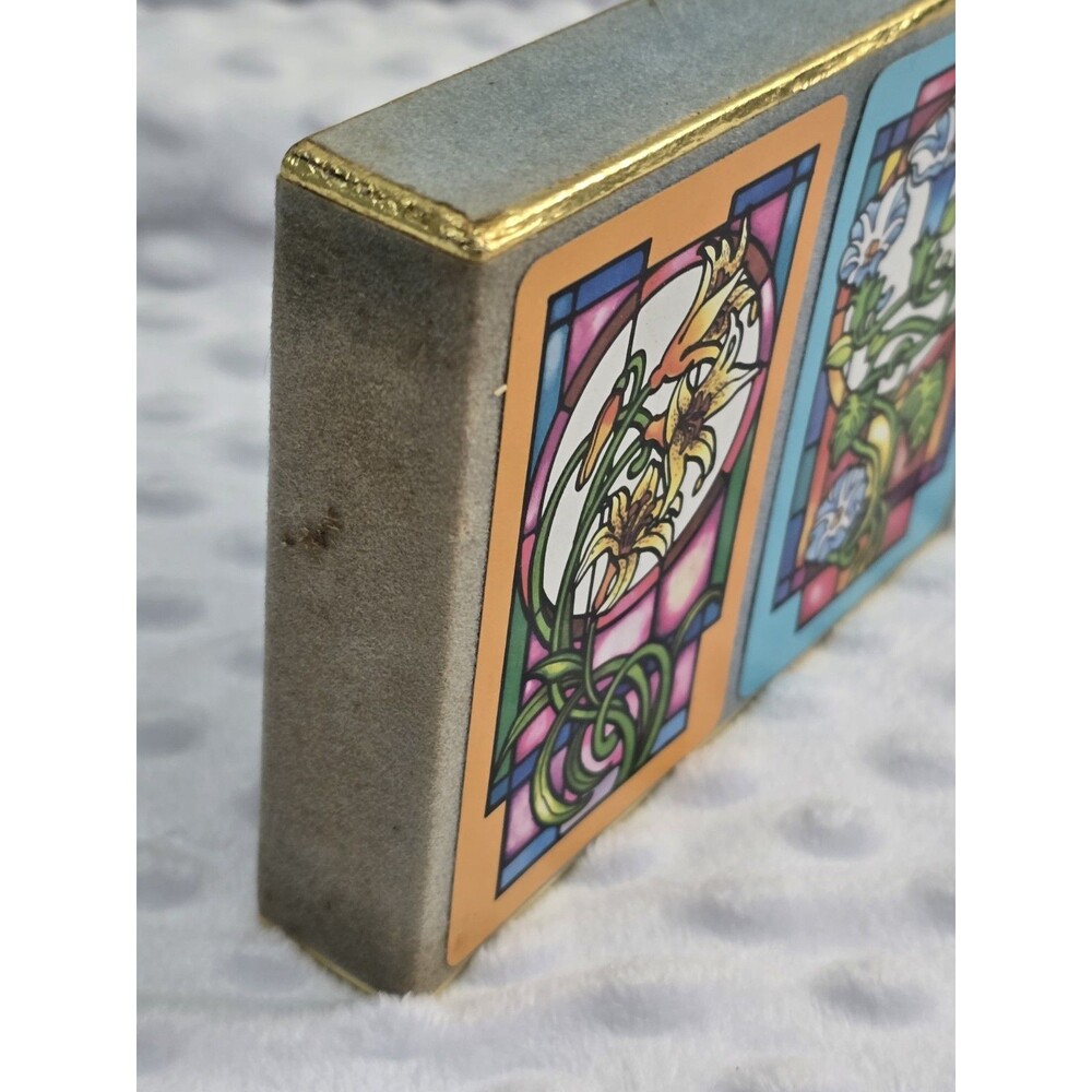 Vintage Congress Playing Cards Stained Glass Windows  Cel-U-Tone New In Box Seal - Picture 7 of 9